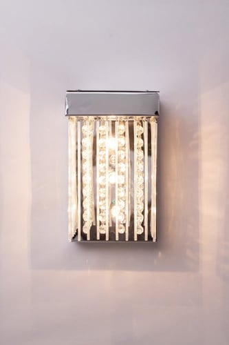 جداري مودرن بتعليقات كريستال وزجاج لون فضي