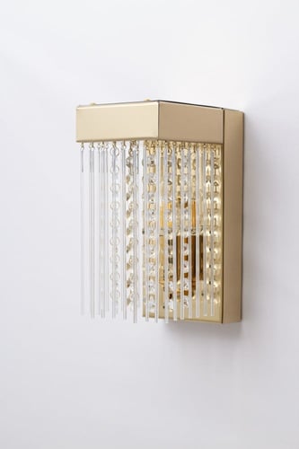 جداري مودرن بتعليقات كريستال وزجاج لون ذهبي