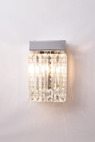 جداري مودرن بتعليقات كريستال وزجاج لون فضي