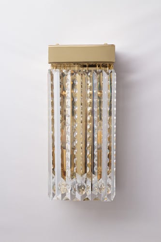 جداري مودرن بتعليقات كريستال وزجاج لون ذهبي