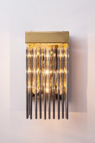 جداري مودرن بتعلقات زجاجية لون ذهبي