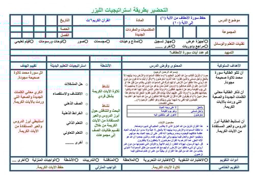 تحضير قران 6 مقررات مدارس التحفيظ