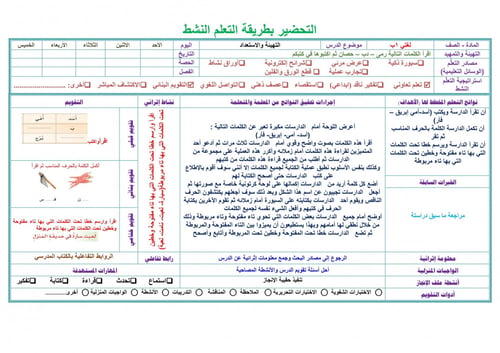 تحضير لغتي اول كبيرات الفصل الثالث