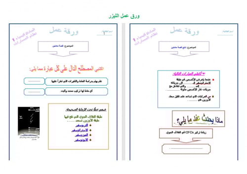 تحضير كيمياء اول ثانوي مسارات الفصل الثالث