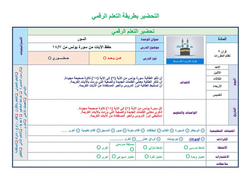 تحضير قران 3 مقررات مدارس التحفيظ