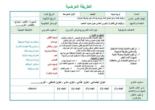 تحضير تربية بدنية اول متوسط الفصل الثالث تربية فكر...