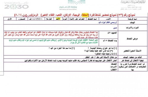 تحضير وحدة الايدي رياض الأطفال