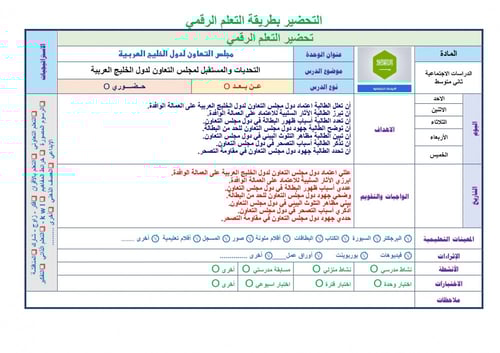 تحضير دراسات اجتماعية ثاني متوسط الفصل الثالث