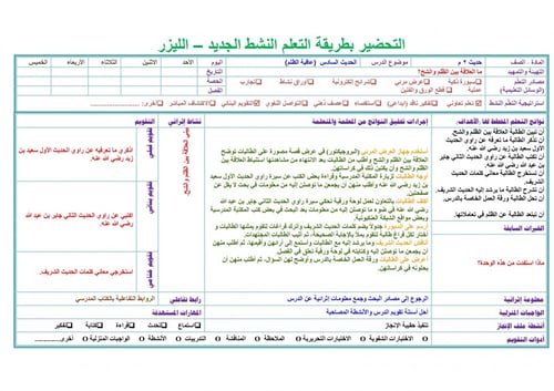 تحضير حديث ثاني متوسط الفصل الثالث