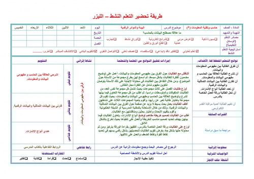 تحضير حاسب الي 3 مقررات