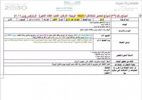 تحضير وحدة الرمل رياض الأطفال
