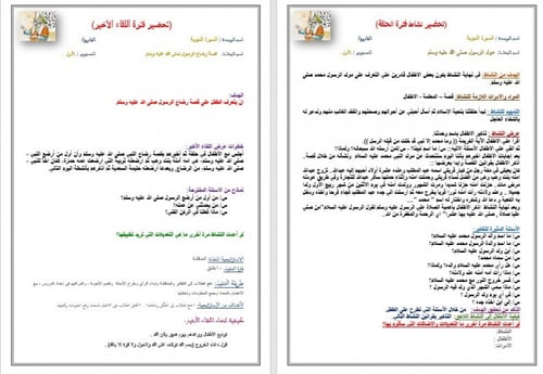 تحضير وحدة السيرة النبوية رياض الأطفال