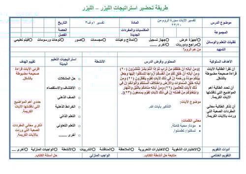 تحضير تفسير اول متوسط الفصل الثالث