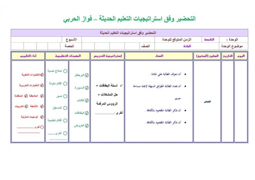 تحضير علوم رابع ابتدائي الفصل الثالث
