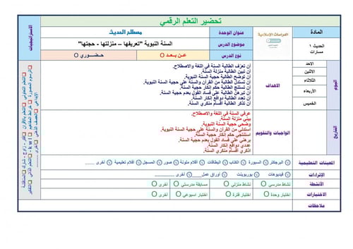 تحضير حديث اول ثانوي مسارات الفصل الثالث