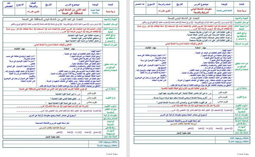 تحضير تربية بدنية مقررات