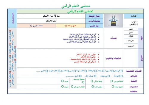 تحضير توحيد اول ابتدائي الفصل الثالث