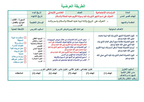 تحضير اجتماعيات خامس ابتدائي الفصل الثالث تربية فك...