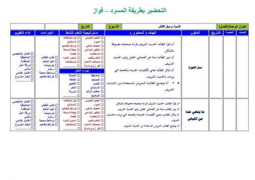 تحضير حديث اول متوسط الفصل الثالث