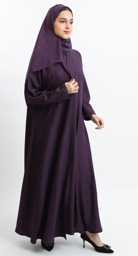 عباية نصف كلوش بنفسجي - لينن قطني