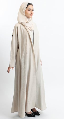 عباية نصف كلوش سكري- لينن قطني