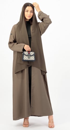 عباية زيتي برونزي حرير بارد