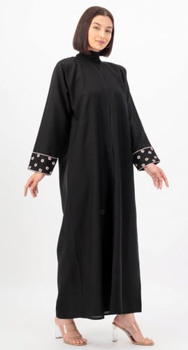 عباية تطريز ورد زهري