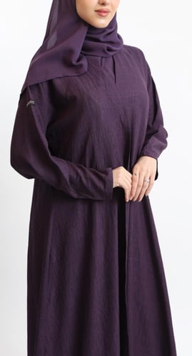 عباية نصف كلوش بنفسجي - لينن قطني