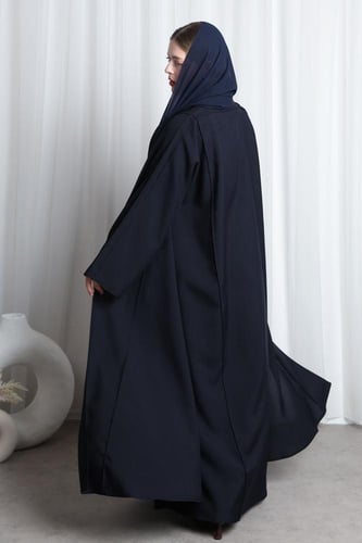 عباية كحلي محروق قيطان بارز من الأكمام والأمام وال...