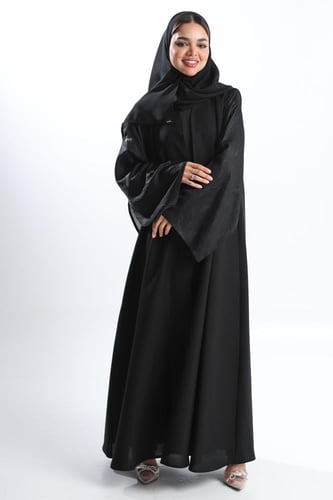 عباية سوداء أكمام جاكار أقواس لامعة