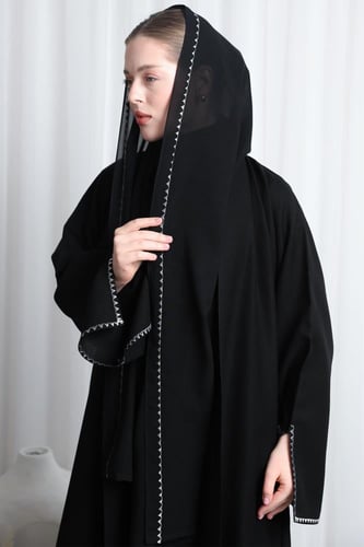 عباية أكمام مفتوحة تطريز مثلثات