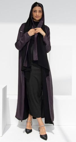 عباية دبل فيس بنفسجي أرجواني وأسود