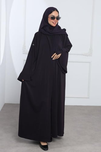 عباية بنفسجي أكمام واسعة بفتحة ناعمة