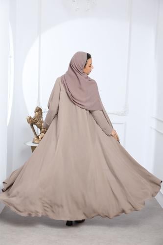 عباية كلوش كريب أمريكي أكمام بكسرات بيج