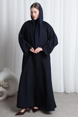 عباية كحلي محروق قيطان بارز من الأكمام والأمام وال...