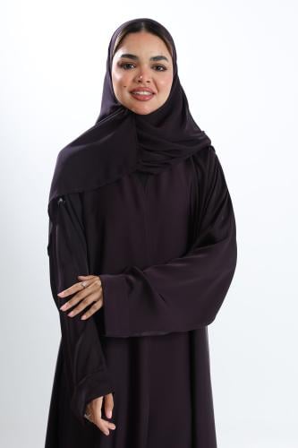 عباية نصف كلوش كريب راما أكمام كلاسيك بنفسجي