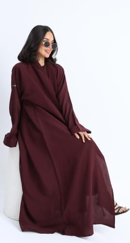 عباية باردة كريب ياباني عنابي