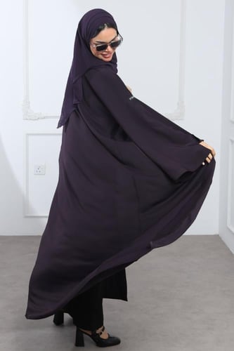 عباية بنفسجي أكمام واسعة بفتحة ناعمة