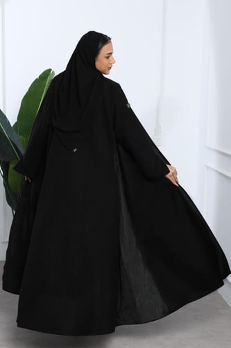 عباية أكمام مفتوحة مبطنة وجاكار جانبي