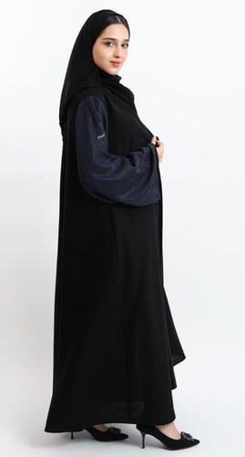 عباية ربع كلوش أكمام كحلية لامعة