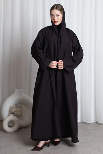عباية بنفسجي محروق قيطان بارز من الأكمام والأمام و...
