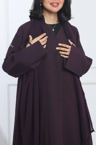 عباية أكمام مفتوحة كتان بنفسجي
