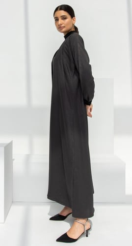 عباية دبل فيس رمادي وأسود