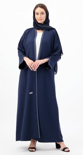 عباية كحلية تطريزات ناعمة