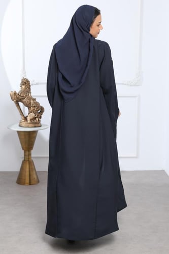 عباية تطريز بارز انترنت أكمام واسعة كحلي