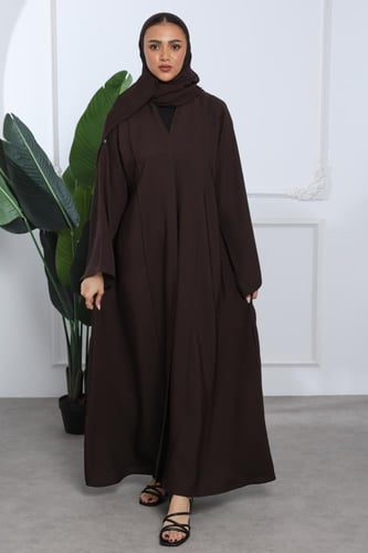 عباية تطريز بارز انترنت أكمام واسعة بني