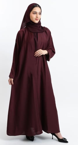 عباية عنابي حرير بارد