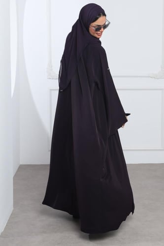 عباية بنفسجي أكمام واسعة بفتحة ناعمة