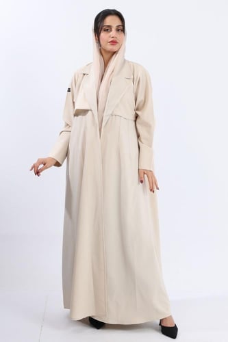 عباية ياقة وجاكيت قصير سكري كريب