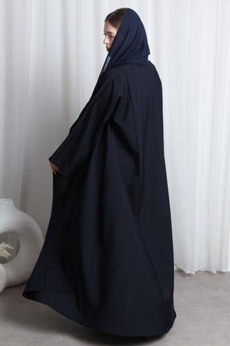 عباية كحلي محروق قيطان بارز من الأكمام والأمام وال...